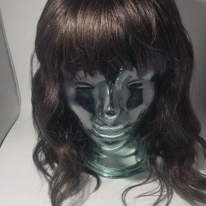 Motown Tress Wavy Bobs with Bangs. Dark Brown.